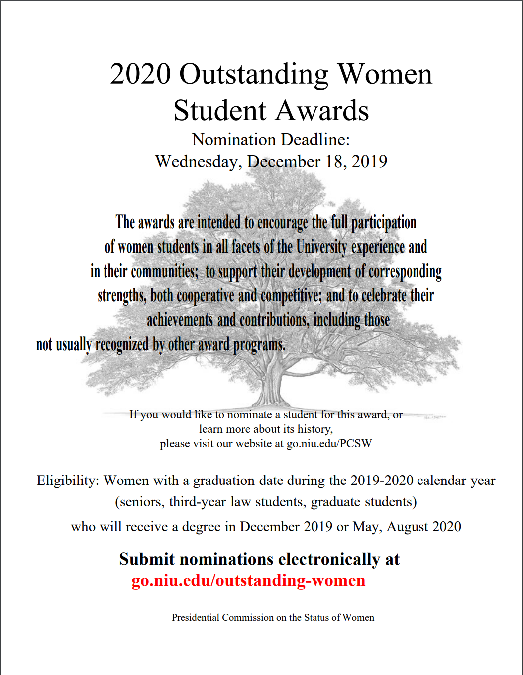 2020 Outstanding Women Student flyer